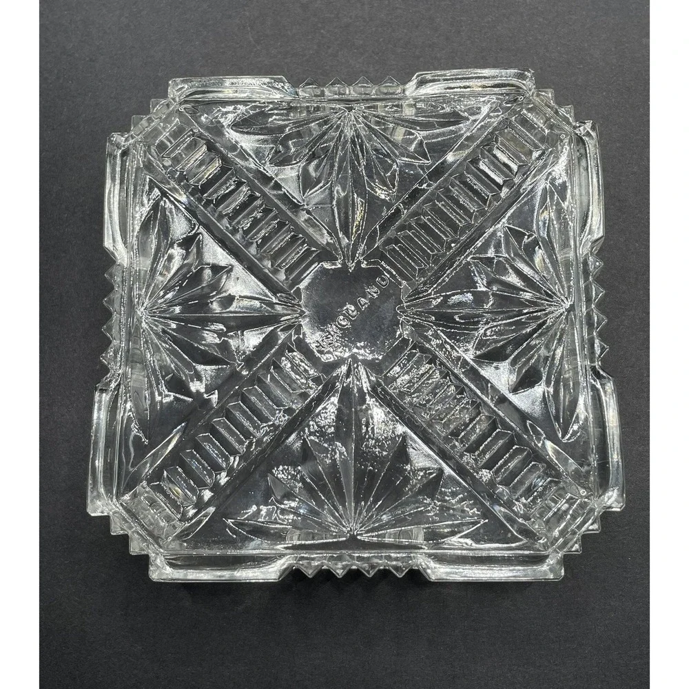 Vintage MCM Crystal Cut Trinket Holder Ashtray. 3.5